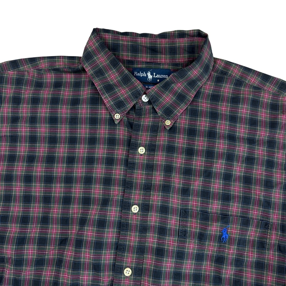Ralph Lauren Blaire Plaid Shirt Mens XXL Cotton Button Down Red Check Logo